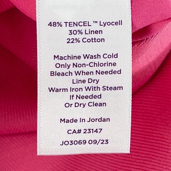 Talbots Greenwich Pants 10P Pink Geranium Linen Wide Leg High Waist NWT - Picture 11 of 12